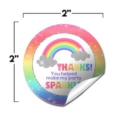 Rainbow Sparkle Party Thank You Sticker Labels, 40 2″ Party Circle Stickers b…