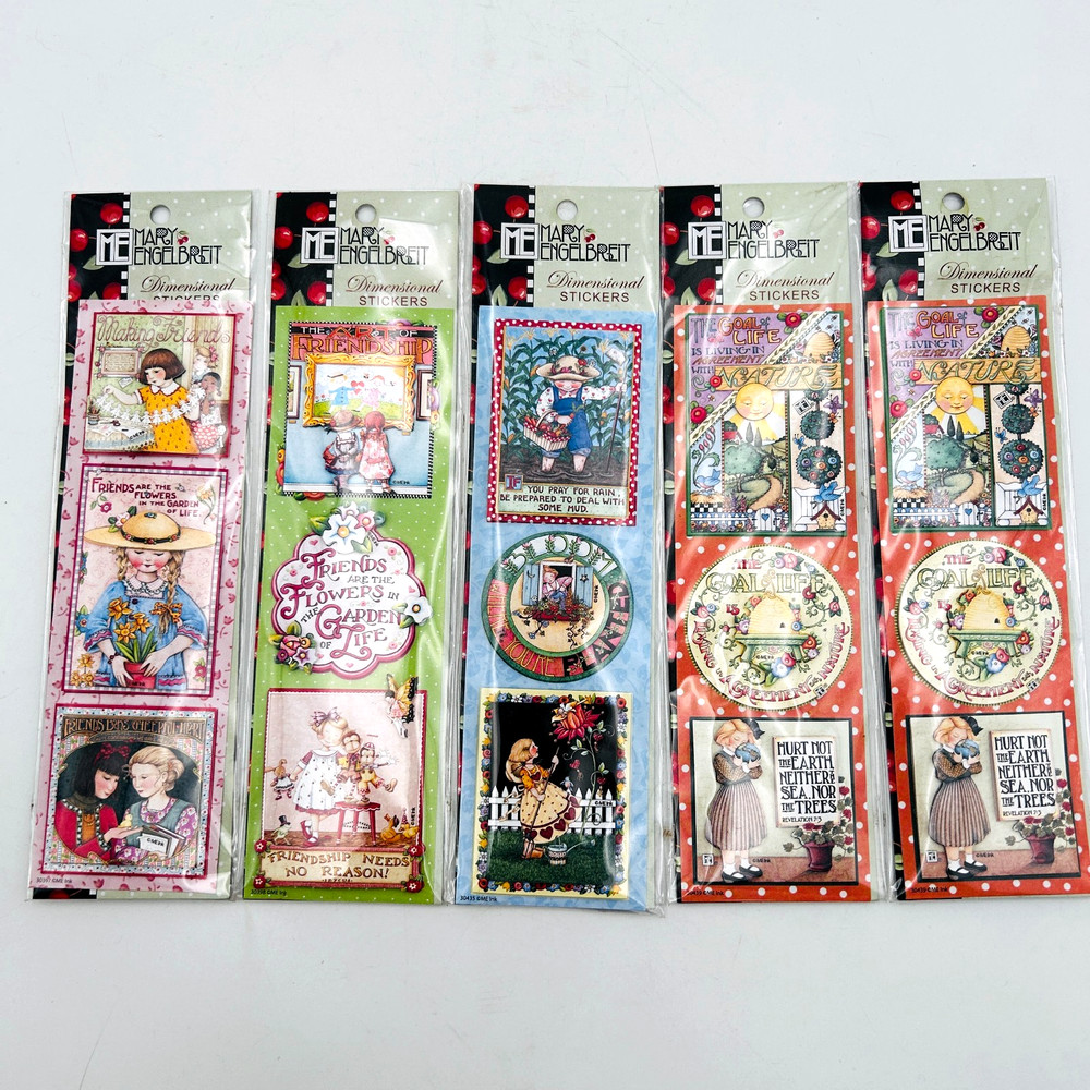 Mary Engelbreit Dimensional Stickers Flowers Set of 5 Pkgs ME Ink New In Package