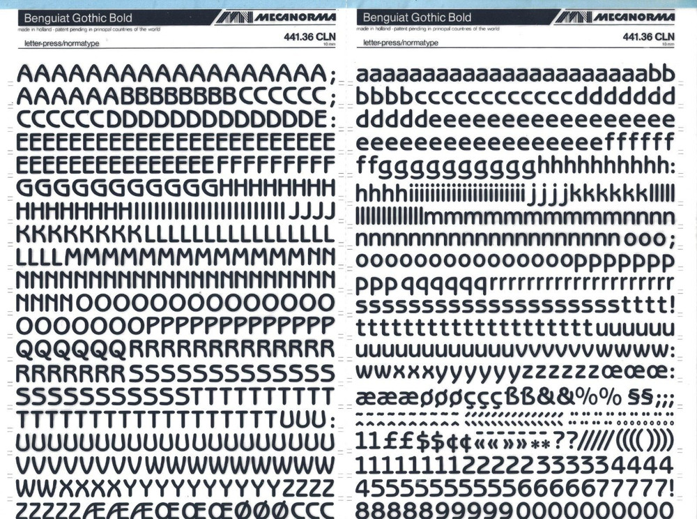 MECANORMA Transfer Lettering 441.36 CLN #155 BENGUIAT GOTHIC BOLD 10mm