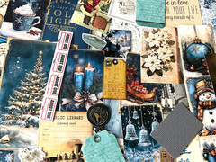 #26 – 150+pcs Blue Christmas JUNK JOURNAL 3D Kit with REAL EPHEMERA Mixed Media