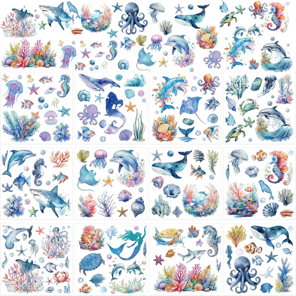 Rub on Transfers for Crafts Furniture: 12 Pcs Ocean Rub on Transfer
