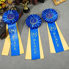 3pcs Badge Ribbons, Blue Award Ribbons, 1st Place Ribbon, Blue Rosette Ribbon…