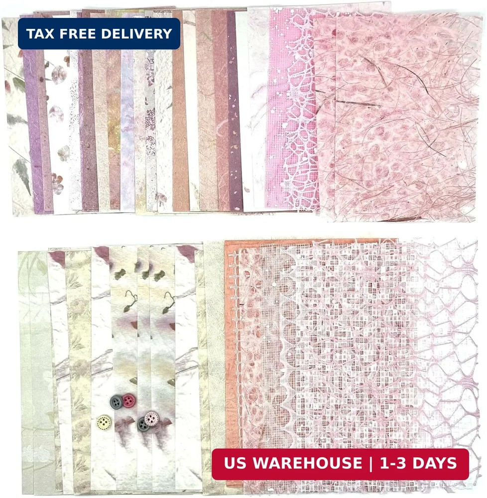 Textured Scrapbook Paper Mesh Fabric – Junk Journal Supplies Assorted Set 51 She