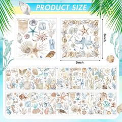 16 Sheets Ocean Boho Rub on Transfers Stickers Mixed Sea Life Rub on Transfers f