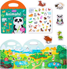 Jelly Reusable Sticker Books for Toddlers 1-3 2-4 Years, Portable Travel Toys St