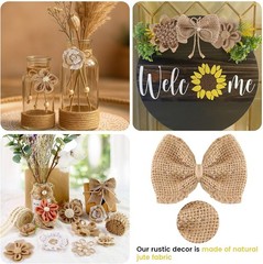 VGOODALL 32 PCS Natural Burlap Flowers Set, Burlap Bows and Scrapbook Embellishm