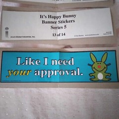Lot of 4 Jim Benton Vending Machine Stickers Happy Bunny & Just Jimmy Y2K