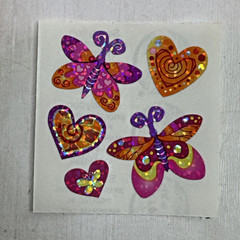 Vintage Sandylion Prismatic Stickers 1 Mod 2″X2″ Sticker Butterflies and Hearts