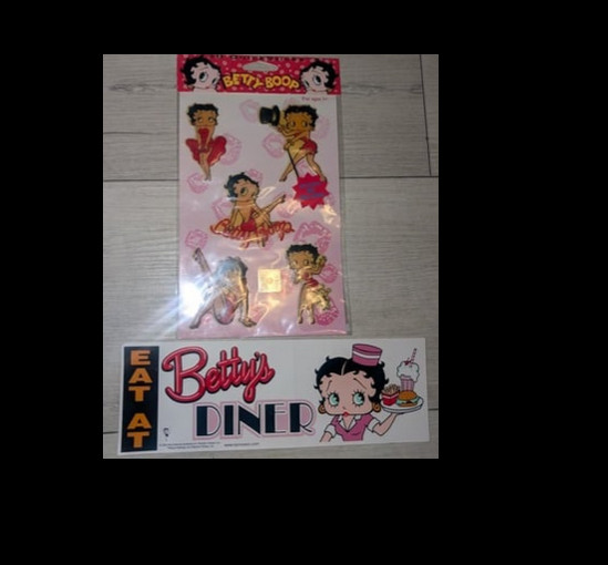 VTG NOS Y2K Pkg of Betty Boop 3D Stickers & Eat At Betty’s Diner Bumper Sticker