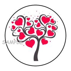 30 HEART TREE ENVELOPE SEALS LABELS STICKERS 1.5″ ROUND VALENTINES DAY LOVE GIFT