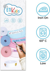 Heat Adhesive Fabric Labels 1cm 9m White Ribbon Dresses School Kids Writable