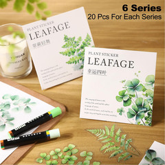 Botanical Leaf PET Stickers Set, 120PCS Transparent Plant Ephemera for Scrapbook
