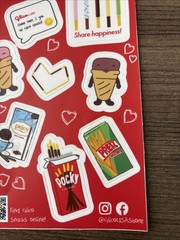 NEW Gilco Pocky Sticker Sheet Chocolate Covered Biscuit Stick Snacks 8