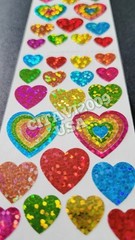 HAMBLY STUDIOS STICKERS PRISMATIC RAINBOW COLOR MULTI-COLOR HEARTS VINTAGE RARE