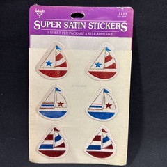 Vintage 1980s Red Blue Sailboats Balloons Super Satin Stickers NIP (d) New