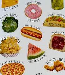 FOOD SNACKS STICKERS✨🧀🥓🥬🌮🌭🍉🍕🥚✨6” X 4”✨EGGXACTLY✨DONT WOORY BE HAPPY✨😋💫