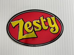 Vintage 2001 – «Zesty» – Shinny Holographic Oval Sticker (Measures 4 1/4 in)