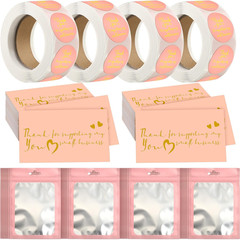 Leelosp 2280 Pcs Pink Thank You Cards and Stickers Small Business Wedding Handma