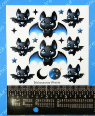 Halloween Bats Blue & Black Sticker Sheet