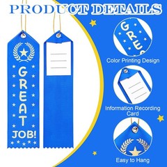 50 PCS Great Job Award Ribbons 8 x 2 Inches Achievement Bulk Event Card Rope