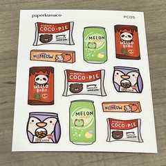 NEW PaperKumaCo “Snack Time” Sticker Sheet Paper Kuma Co PKC Stickers C