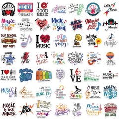 50pcs Love music stickers, Rock Star, Hip Pop,no residue – waterproof, 155