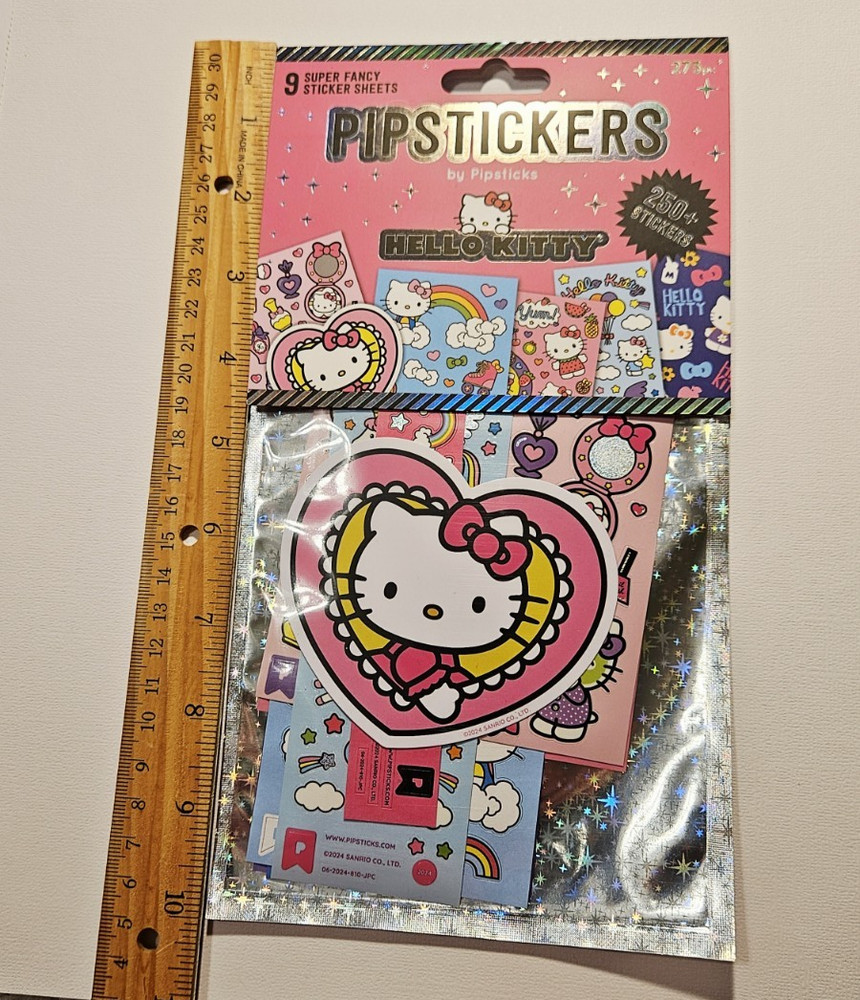 Pipstickers Lot 1 Package ~Hello Kitty Grab Bag Super Fancy~ 9 Stickers NIP 2024