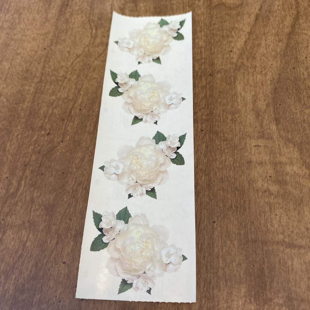Mrs Grossman’s WHITE PEONY Photoessence flower Stickers Vintage Retired 201