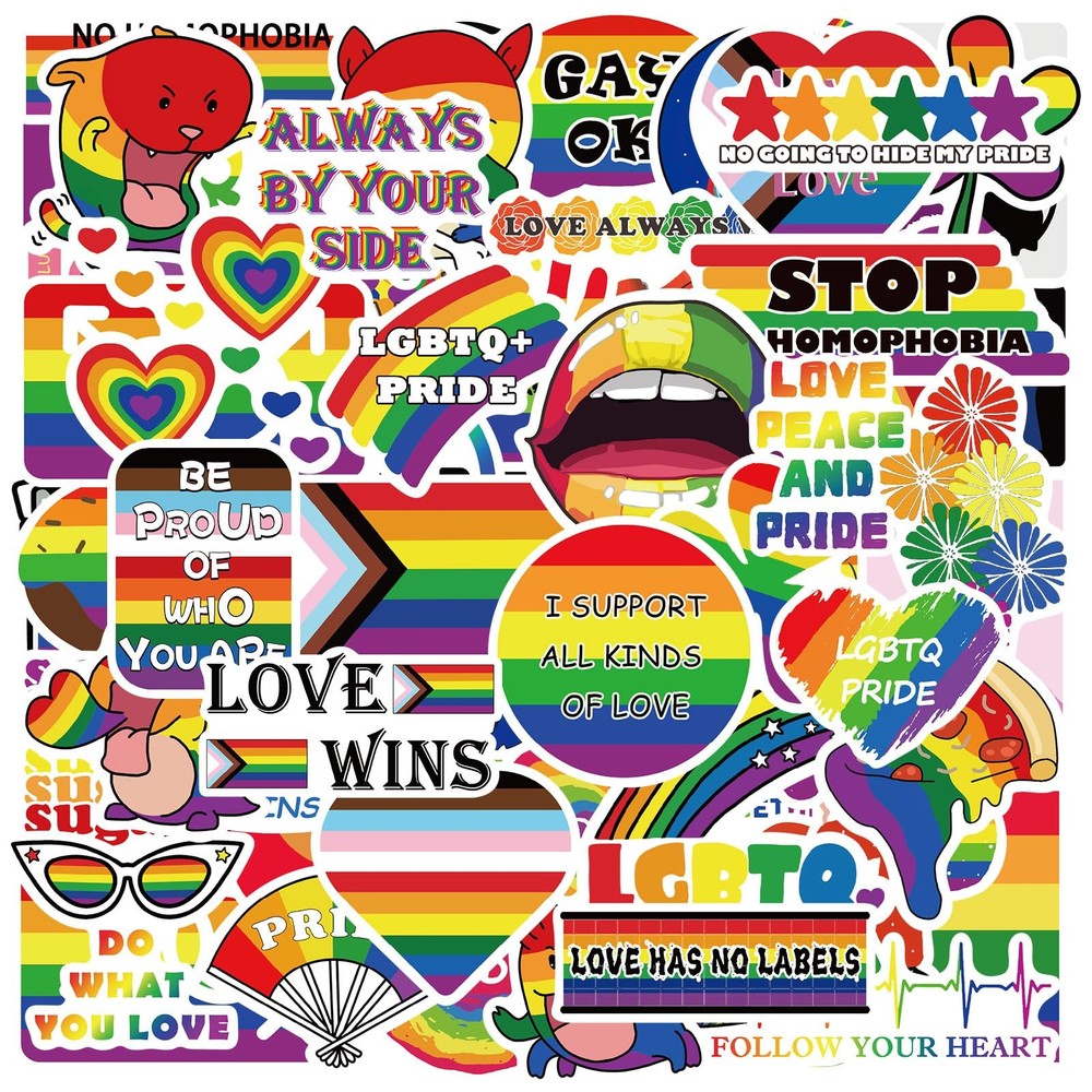 200 Pack Rainbow Pride Stickers LGBTQ Decals for Parties Laptops Water Bottles