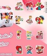 40 PCs ~1.2×1.4”Retro Vintage Valentines Day Stickers Party Favors Great Quality