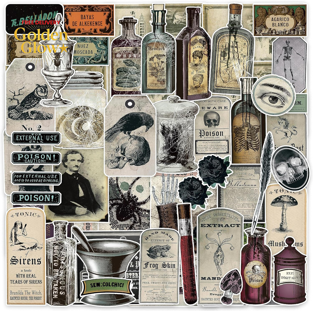 106 Pcs Potion Labels Stickers, Apothecary Sticker Dark Aesthetic Wine Bottle St