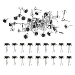 100 Pcs Paper Fasteners Mini Metal Rhinestone Fastener Black 0.5″x0.3″