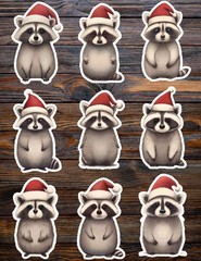 Santa Raccoon Die Cut Vinyl Stickers Scrapbooking Laptop Waterbottle