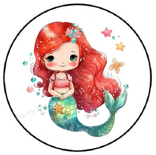 WATERCOLOR MERMAID ENVELOPE SEALS LABELS STICKERS PARTY FAVORS