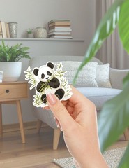 Panda Eating Bamboo Die Cut Vinyl Stickers Set Scrapbooking Laptop Waterbottle