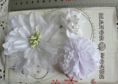 Mixed WHITE Fabric Organza 3 Flower Pack 5-10cm across Manor House