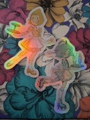Steven universe Pearl 50s Diner Waitress Holographic Sticker lot X4 . 3x3inch