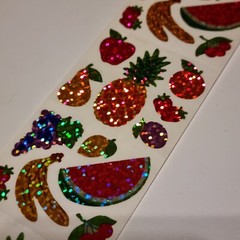 VTG HAMBLY STUDIOS PRISMATIC STICKERS FRUIT FOOD BANANA PEAR ORANGE