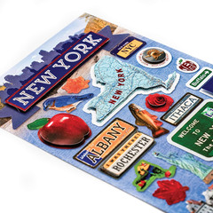Die-Cut Dimensional & Foil Accent Travel Scrapbook Sticker Sheet – New York Stat