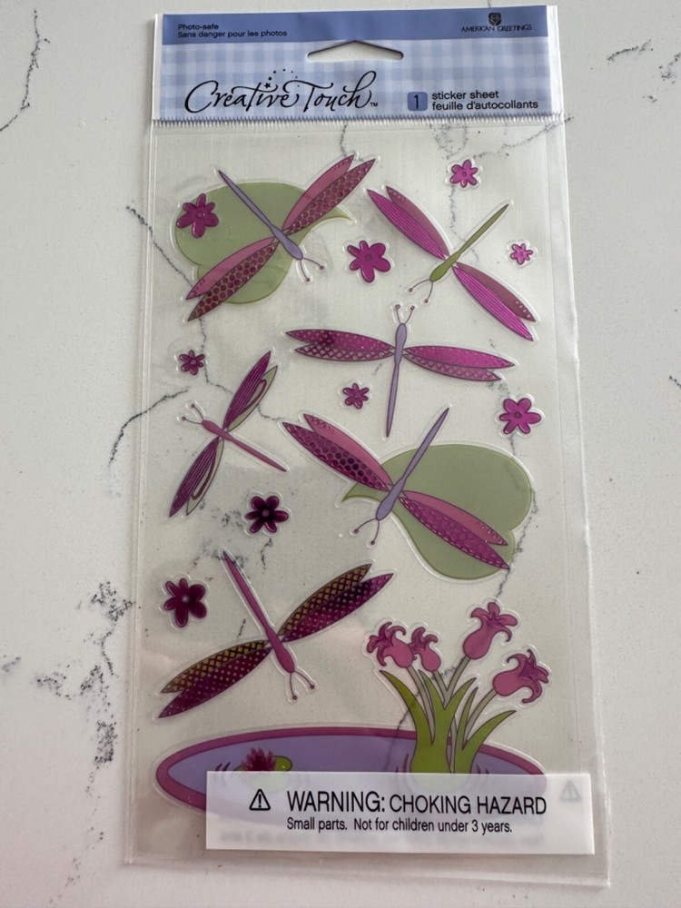 American Greetings Creative Touch Purple Dragonflies Flowers Scrapbooking
