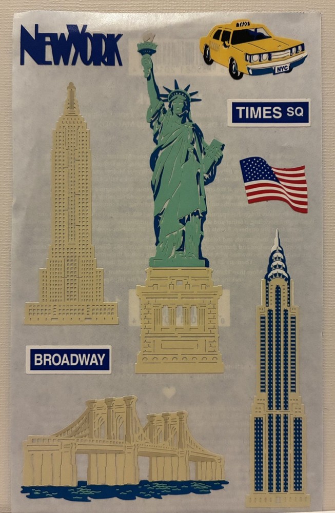 2001 Mrs Grossman 4×6″ ‘Destinations’ New York, NY Sticker Sheet, Unused