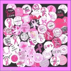 100 Precut BREAST CANCER AWARENESS Support 1 inch BOTTLE CAP CHARM TRAY IMAGES