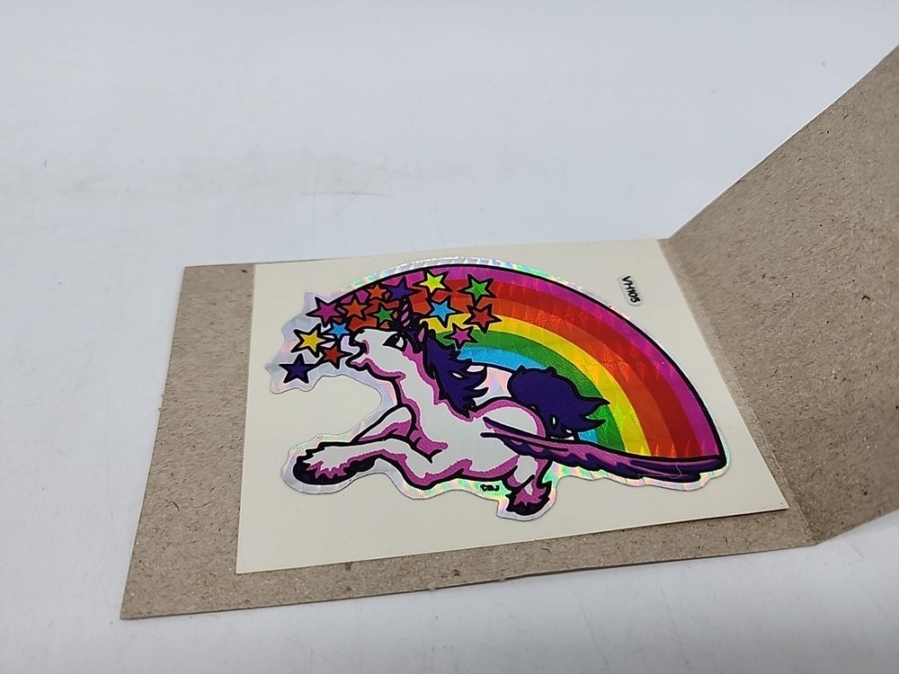 Vintage 80’s Decal Specialties BJ Prism Rainbow Unicorn Vending Sticker VH105