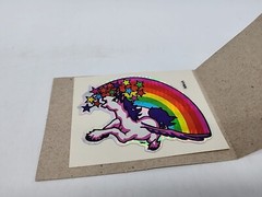 Vintage 80’s Decal Specialties BJ Prism Rainbow Unicorn Vending Sticker VH105