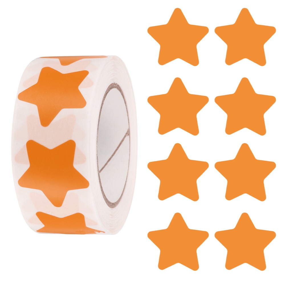 Star Stickers Roll 1 Inch, 500pcs Adhesive Star Labels for DIY Crafts, Orange