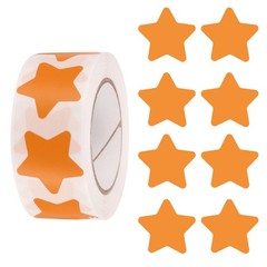 Star Stickers Roll 1 Inch, 500pcs Adhesive Star Labels for DIY Crafts, Orange