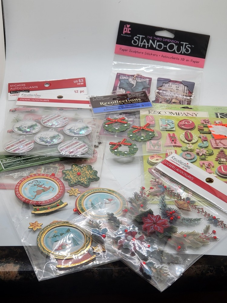 K&Company, Jolee’s Christmas Scrapbooking Stickers – Lot Of 8 Collage New Sealed