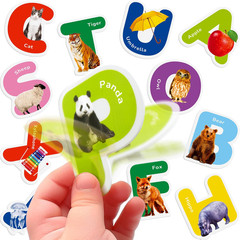 26 PCS Letter Gel Stickers – Thick, Removable Alphabet & Animal Window Clings fo