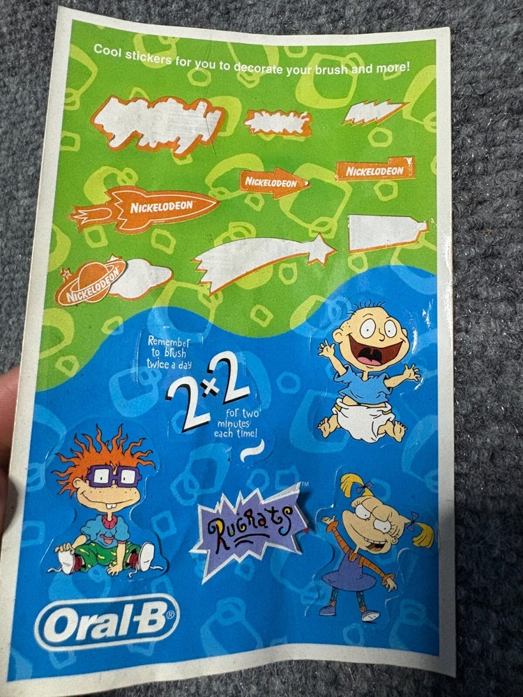 Vintage Rugrats Stickers Oral B Promo 1998 RARE Stickers decorate Brush