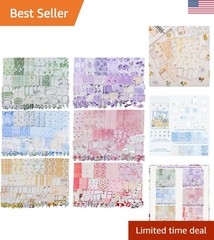 Vibrant Floral Scrapbook Stickers & Papers Set – 480 Pcs for Endless Creativity